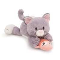 NICI Homies Katze grau mit Fisch liegend | Kuscheltier.Boutique