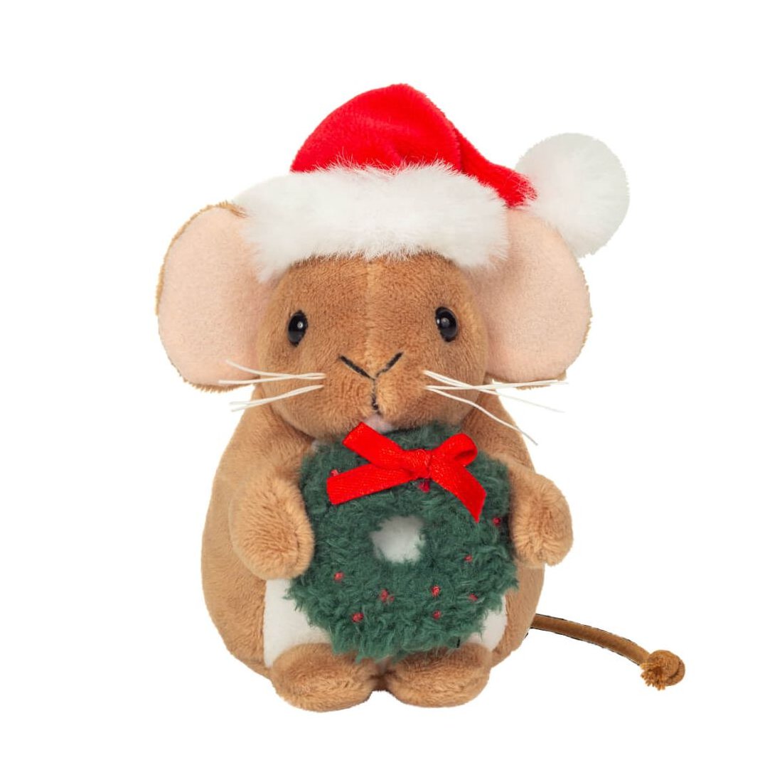 Hermann TEDDY Weihnachtsmaus mit Kranz, Vorderseite 