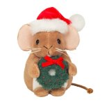 Hermann TEDDY Weihnachtsmaus mit Kranz, Vorderseite 