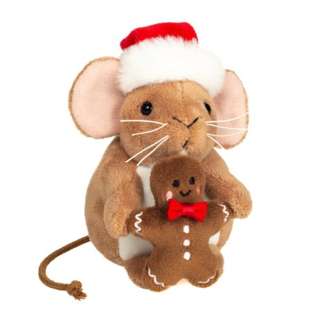 Hermann TEDDY Weihnachtsmaus mit Lebkuchenmann, Vorderseite  Hermann TEDDY Weihnachtsmaus mit Lebkuchenmann, Vorderseite