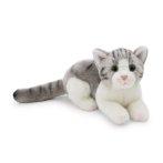 NICI Lifelike Katze grau-weiß liegend | Kuscheltier.Boutique