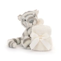 Jellycat Schneetiger Bashful Snow Tiger Vorderseite Schmusetuch | Kuscheltier.Boutique