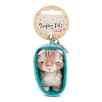 NICI Schlüsselanhänger Sleeping Pets Katze braun mit Etikett | Kuscheltier.Boutique