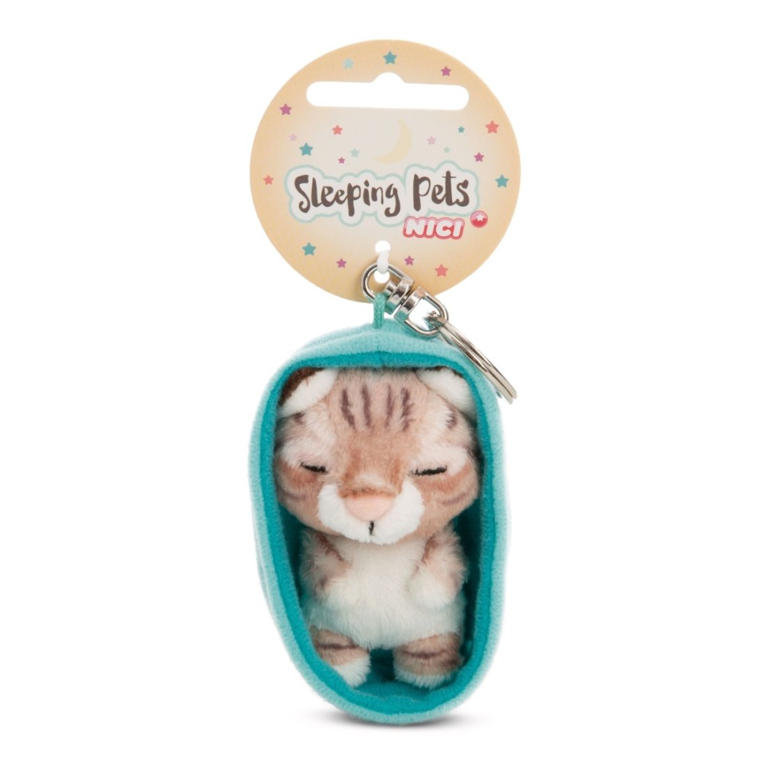 NICI Schlüsselanhänger Sleeping Pets Katze braun mit Etikett | Kuscheltier.Boutique