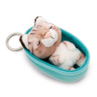 NICI Schlüsselanhänger Sleeping Pets Katze braun im Körbchen | Kuscheltier.Boutique