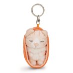 NICI Schlüsselanhänger Sleeping Pets Katze beige Vorderseite | Kuscheltier.Boutique