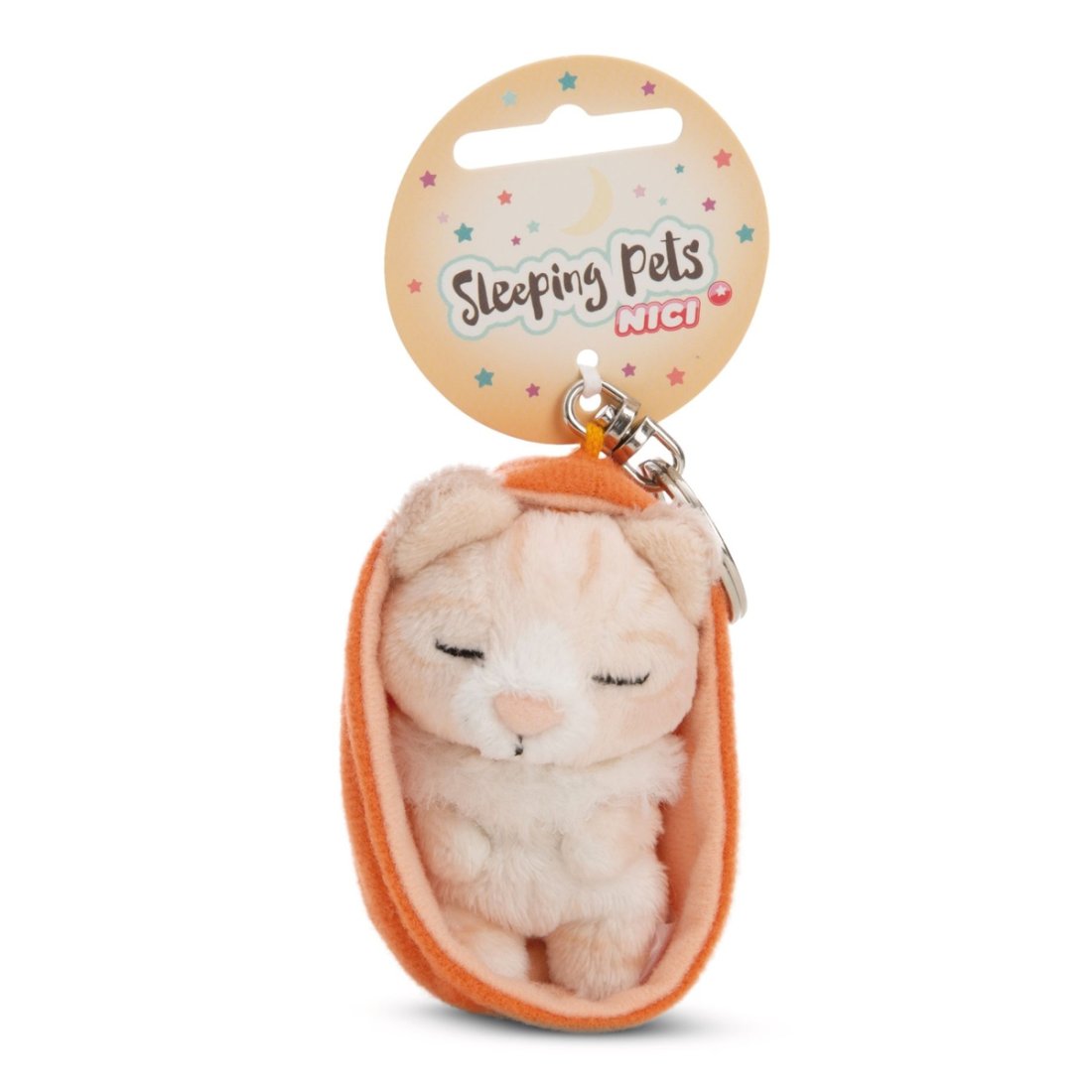 NICI Schlüsselanhänger Sleeping Pets Katze beige mit Etikett | Kuscheltier.Boutique