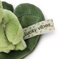 NICI Forest Friends Frosch Fridolin Frog auf Seerosenblatt mit Einnäher "Lucky Vibes"