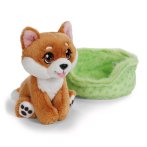 NICI Little Paws Hund Shiba Inu mit hellgrünem Körbchen