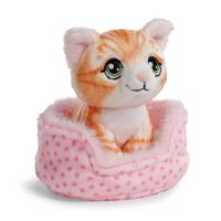 NICI Little Paws Katze rot getigert im hellrosa Körbchen
