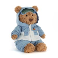 Jellycat Bartholomew Bear Snow Suit, Teddybär mit blau-weißem Schneeanzug