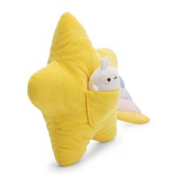 figürliches NICI Kissen Sternschnuppe von der Seite mit Molang in der Tasche