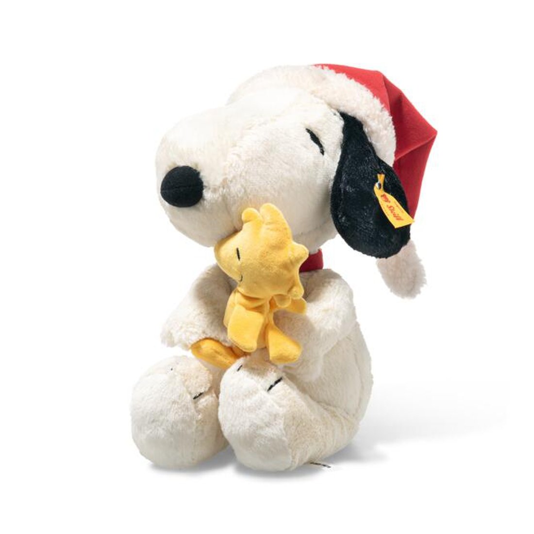 Steiff Cosy Christmas Hund Snoopy mit Weihnachtsmütze und Woodstock