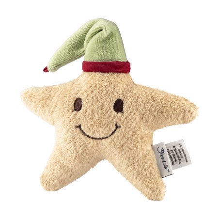 Sterntaler Mini Kuscheltier Weihnachtsstern mit einer grüner Zipfelmütze und einem gestickten Gesicht