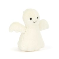 Jellycat Kuscheltier Gespenst Mysti Ghost mit ausgebreiteten Flügeln und schwarzen Augen
