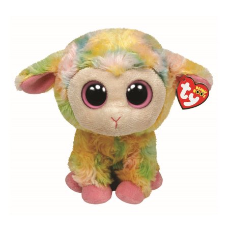 Ty Beanie boos Schaf Blossom aus bunt geflecktem Plüsch mit rosa Augen und Hufen