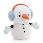 NICI Winter Friends Schneemann aus weißem Plüsch mit hellblauen Ohrwärmern und Karottennase