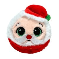 Ty Beanie Bouncer Alien Sebastian ist mit rotem Plüsch überzogen und trägt eine rot-weiße Weihnachtsmütze