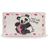 NICI Love Kissen Panda mit Herz, cremebeige Vorderseite mit Schriftzug Send with Love