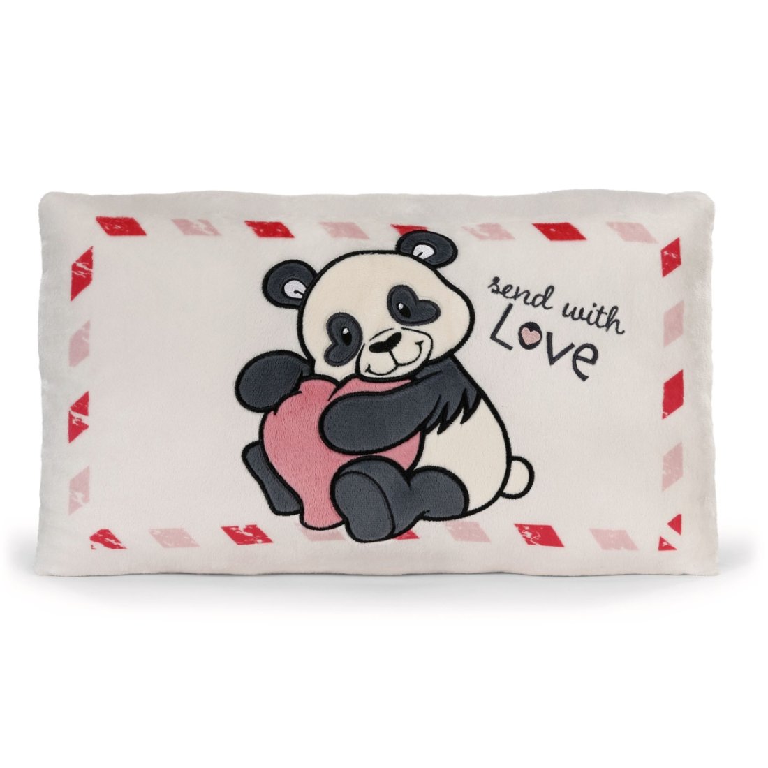 NICI Love Kissen Panda mit Herz, cremebeige Vorderseite mit Schriftzug Send with Love