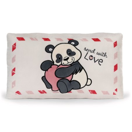 NICI Love Kissen Panda mit Herz, cremebeige Vorderseite mit Schriftzug Send with Love