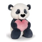 NICI Love Kuscheltier Panda aus schwarz-weißem Plüsch mit einem rosa Herz in den Pfoten