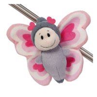 NICI Magnettier Love Schmetterling aus grauem Plüsch mit rosa Flügeln auf einer Metallstange