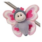 NICI Magnettier Love Schmetterling aus grauem Plüsch mit rosa Flügeln auf einer Metallstange