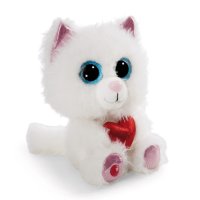 Nici GLUBSCHIS Katze Pawdi Meow Kuscheltier aus weißem Plüsch mit rotem Herz