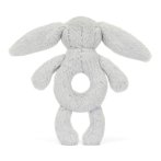 Rückseite Baby Jellycat Hase Bashful Silver Bunny Ringrassel