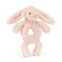 Baby Jellycat Hase Bashful Blush Bunny Ringrassel aus pfirsichrosa Plüsch