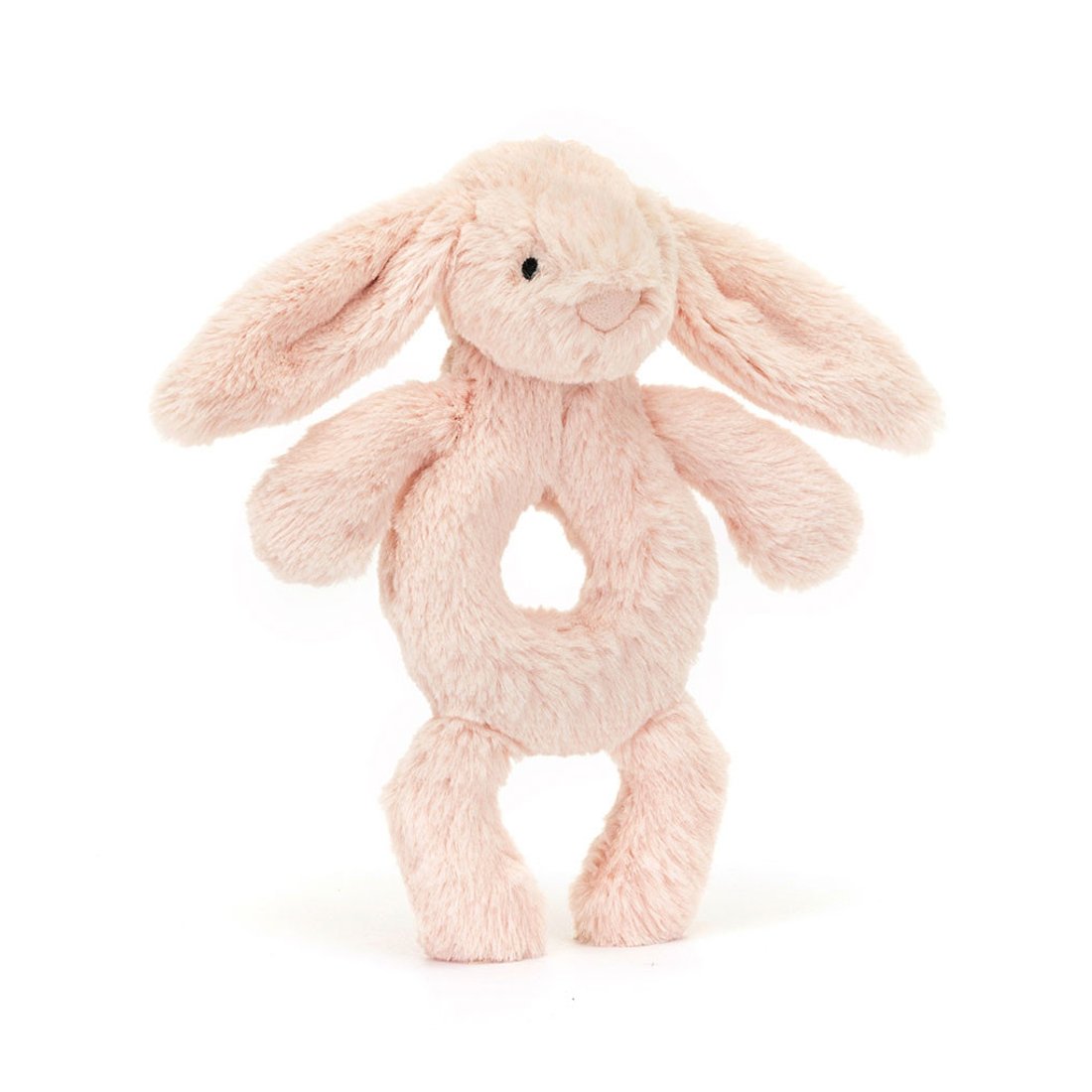 Baby Jellycat Hase Bashful Blush Bunny Ringrassel aus pfirsichrosa Plüsch