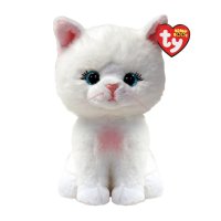 Ty Beanie Boos Kuscheltier Katze Fergus aus weißem Plüsch mit blauen Glitzeraugen