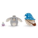 NICI mymochi Esel Earl, Zaubertrank und Zaubererkostüm nebeneinander