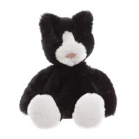 Bear & Me by Charlie Bears Katze Puddy Kitten aus schwarzem Plüsch mit weißen Pfoten und weißer Schnauze
