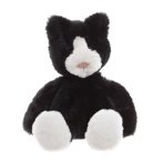 Bear & Me by Charlie Bears Katze Puddy Kitten aus schwarzem Plüsch mit weißen Pfoten und weißer Schnauze