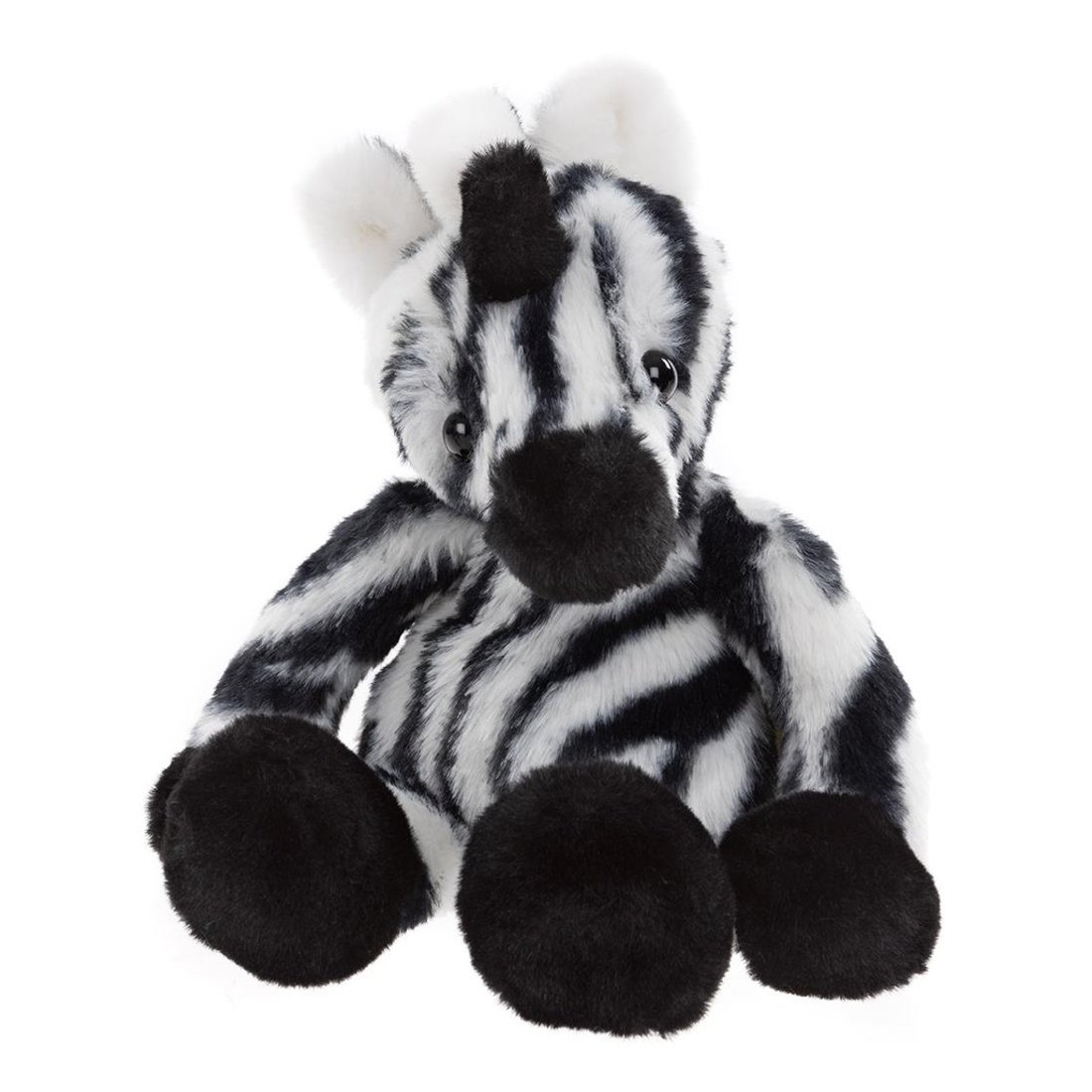 Bear & Me by Charlie Bears Zebra Zizi aus schwarz-weißem Plüsch mit weißen Innenohren und schwarzen Hufen