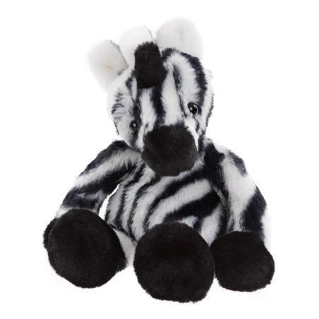 Bear & Me by Charlie Bears Zebra Zizi aus schwarz-weißem Plüsch mit weißen Innenohren und schwarzen Hufen