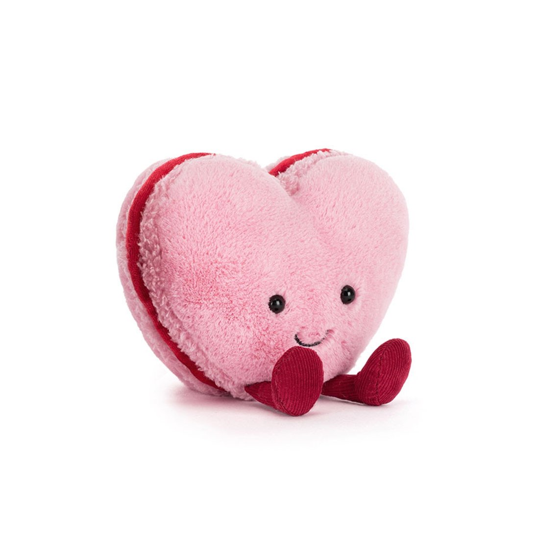Jellycat Herz Amuseables Macaron Colette Heart aus rosa Plüsch mit roten Beinchen