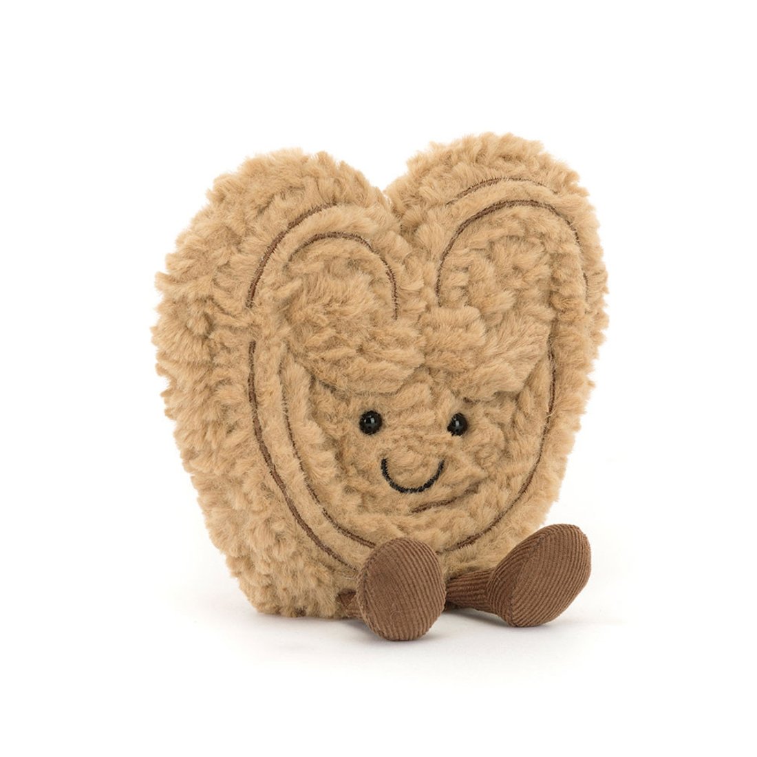 Jellycat Herz Amuseables Phillipe Palmier aus hellbraunem Plüsch mit dunkelbraunen Füßchen