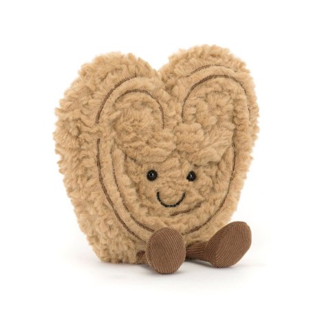 Jellycat Herz Amuseables Phillipe Palmier aus hellbraunem Plüsch mit dunkelbraunen Füßchen