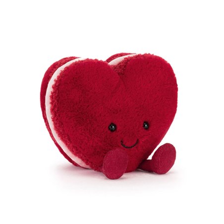 Jellycat Herz Amuseables Macaron Arlette Heart aus rotem Plüsch mit roten Beinchen