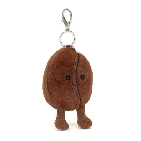Taschenanhänger Jellycat Kaffeebohne Amuseables Coffee Bean aus dunkelbraunem Plüsch