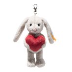 Steiff Friends Anhänger Hase Hoppie Love aus hellgrauem Plüsch mti einem roten Herz
