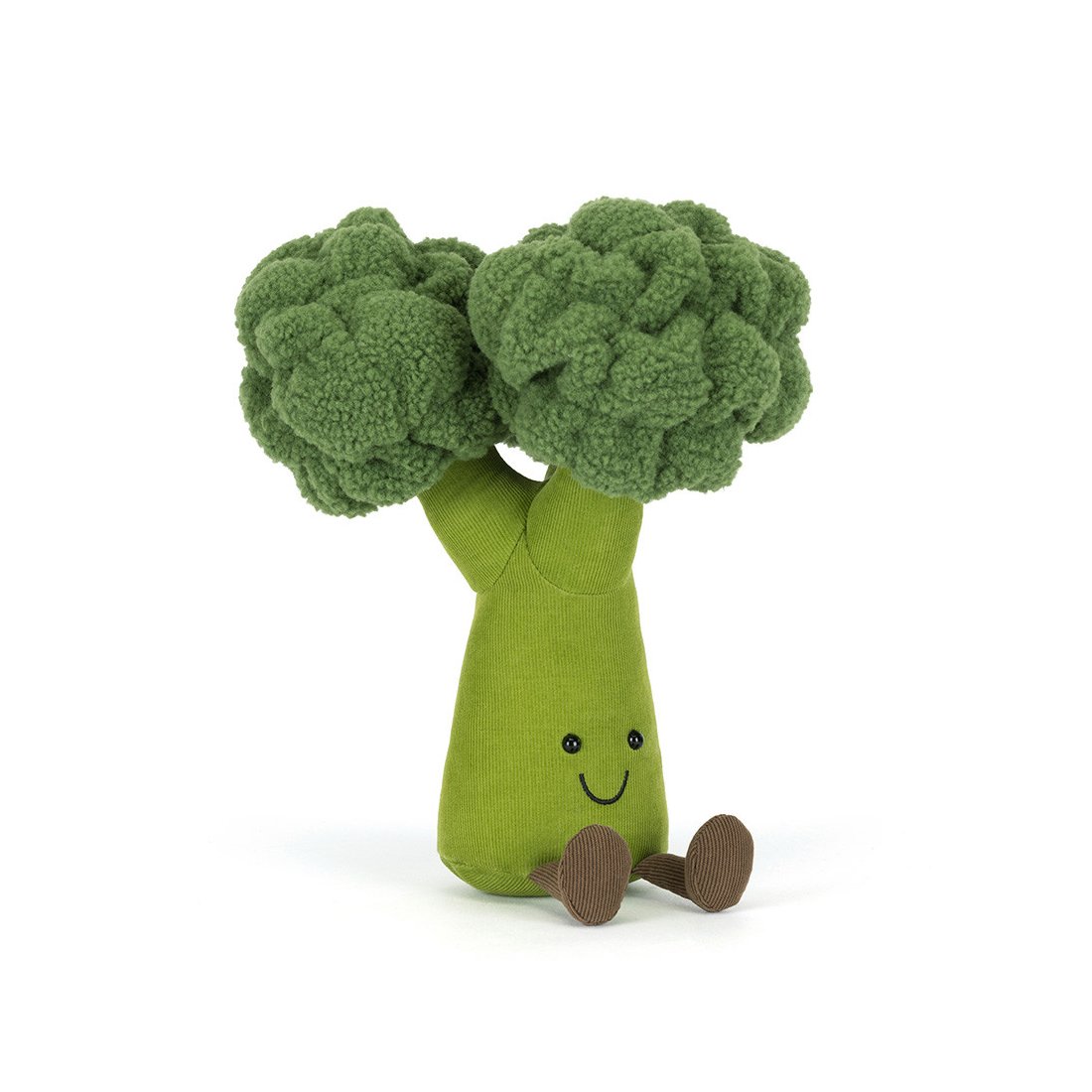 Jellycat Brokkoli Amuseables Broccoli aus hellgrünem Plüsch mit dunkelgrünen Röschen und braunen Beinchen