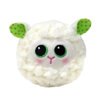 Ty Beanie Bouncer Schaf Flouncey Lamb ist mit wollweißem Plüsch überzogen und hat grüne Augen