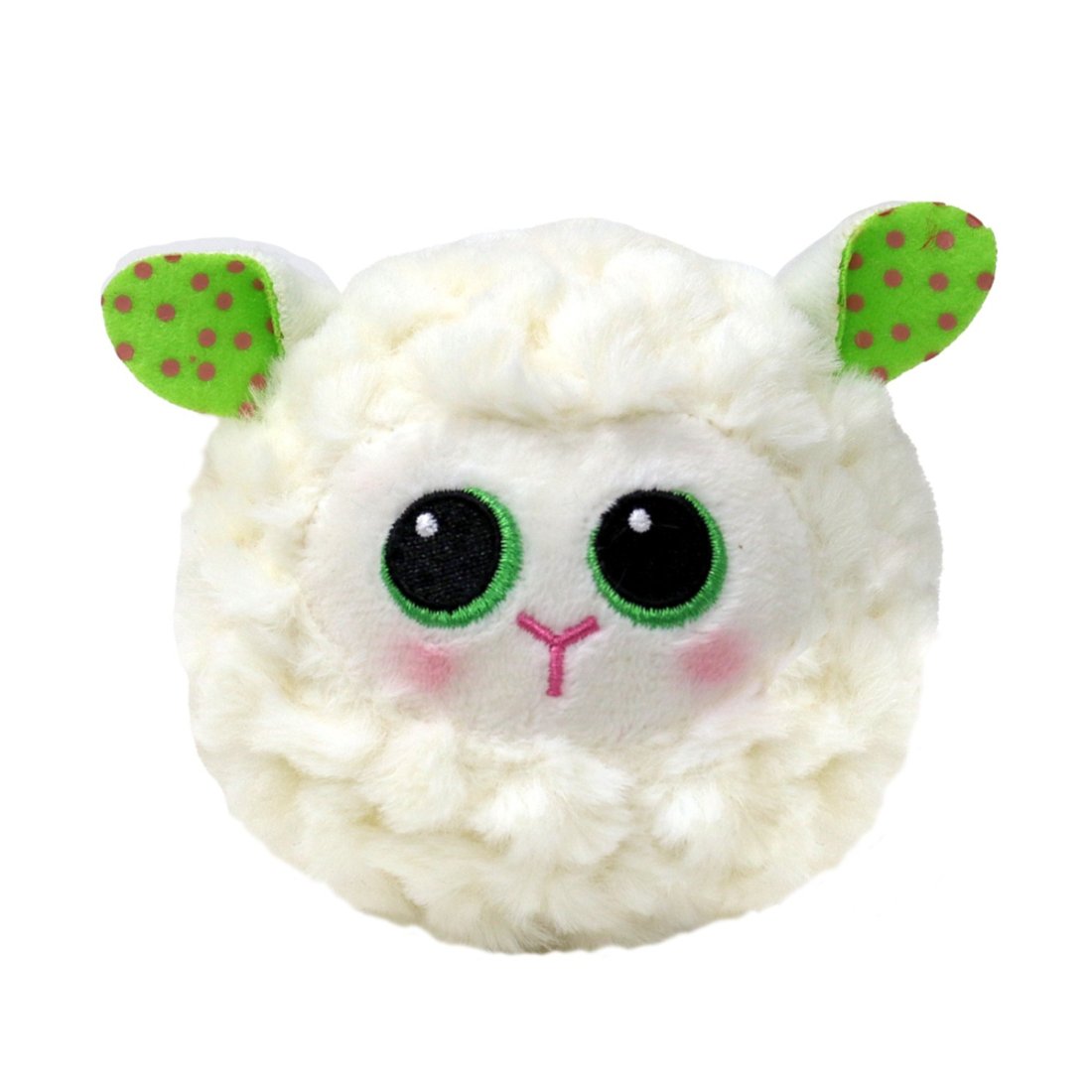 Ty Beanie Bouncer Schaf Flouncey Lamb ist mit wollweißem Plüsch überzogen und hat grüne Augen