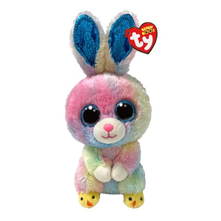 Ty Beanie Boos Kuscheltier Hase Twitches Rabbit aus buntem Plüsch mit blauen Glitzeraugen