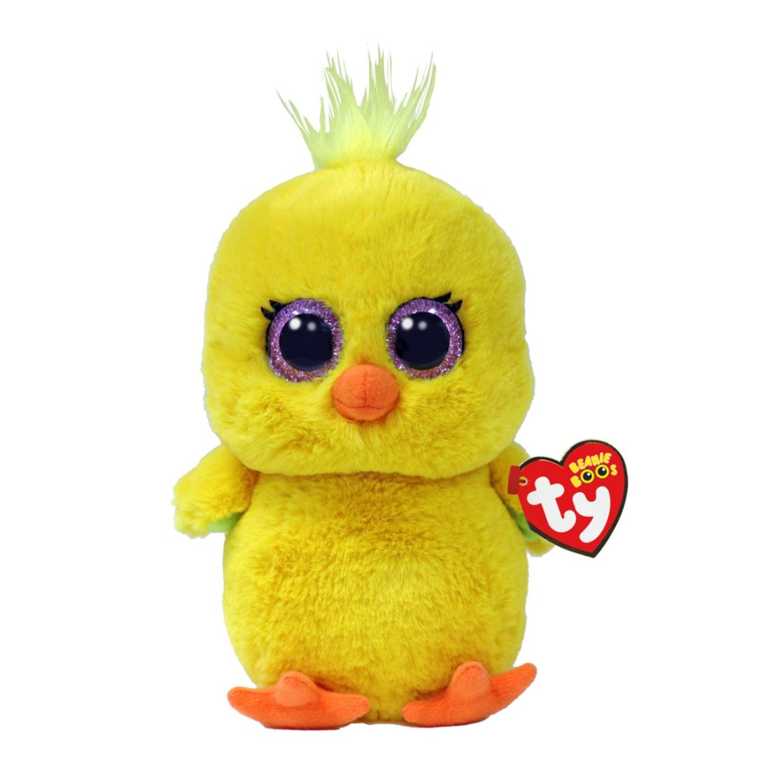 Ty Beanie Boos Kuscheltier Küken Chirps Chick aus gelbem Plüsch mit einem bunten Ei