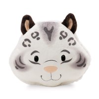 rundes NICI Wild Winter Kissen Schneeleopard Eleni Snowbell, Vorderseite mit Gesicht